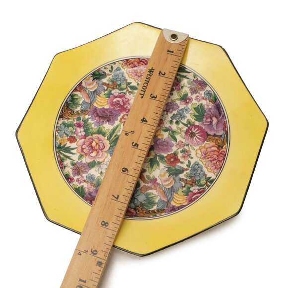 Vintage Crown Ducal England 'PURPLE CHINTZ' 8" Dessert Plate Yellow Octagonal - Picture 2 of 5